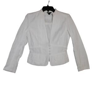 Mossimo White Cotton Quilted Blazer/Jacket‎ Womens Small Long Sleeve